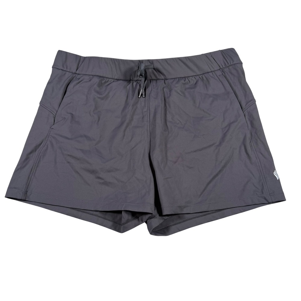 SANTINY Athletic Short Women XL(FITS 34x3) Gray Drawstring Quick Dry Running NEW